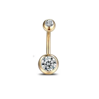 จิวสะดือ Stainless Steel Electroplatingdouble-Headed Zircon Belly Button Nail Piercing Jewelry