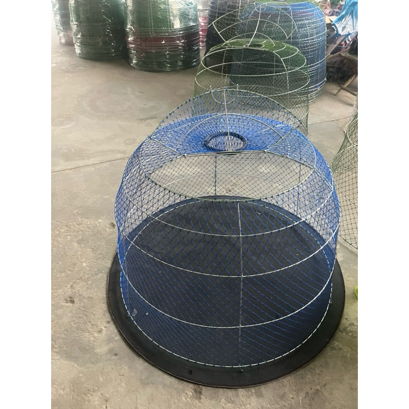 สุ่มไก่ชนชุด3ใบ สีน้ำเงิน6ขา6วงขนาดใหญ่มาก สูง72กว้าง105ซม