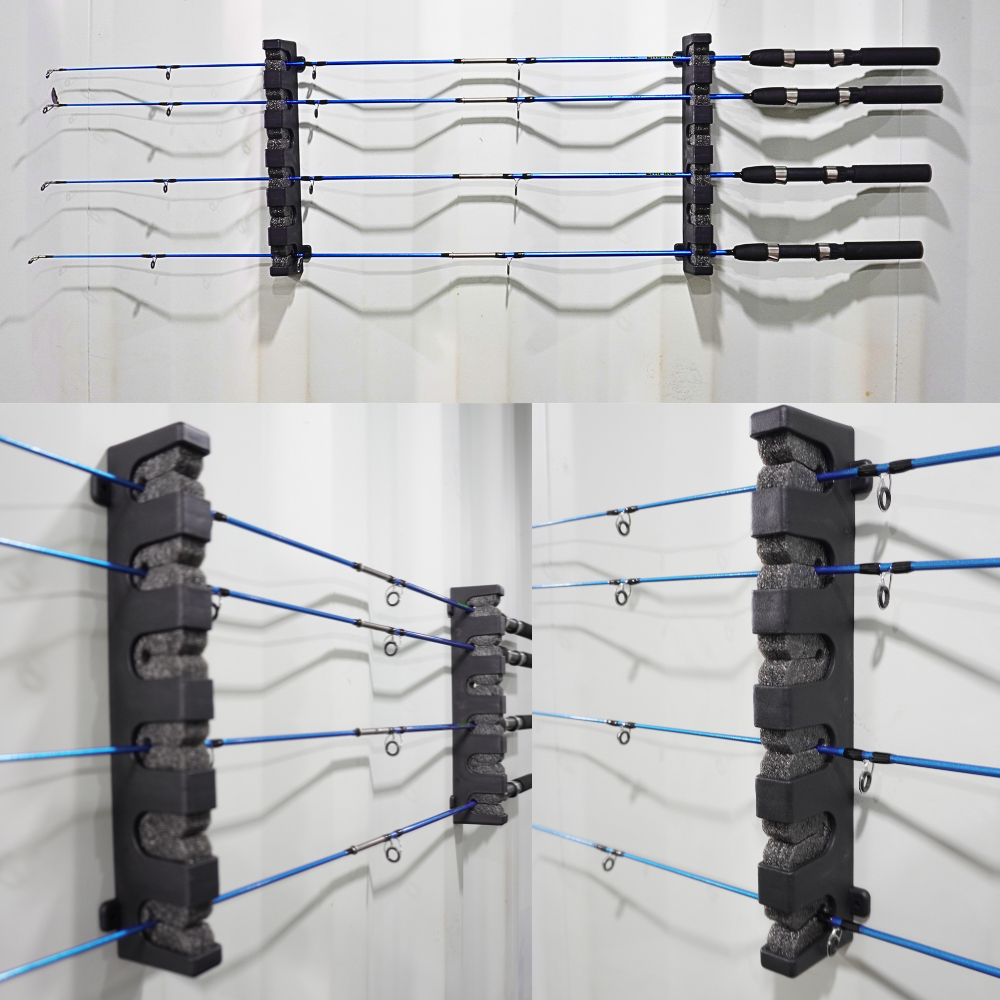 ที่วางคันเบ็ดติดผนัง  ยืนคันเบ็ด 6 คัน แนวนอน และ แนวตั้ง ซึ่งมีความมั่นคงและไม่หลวมประหยัดพื้นที่ - รูปที่ 6