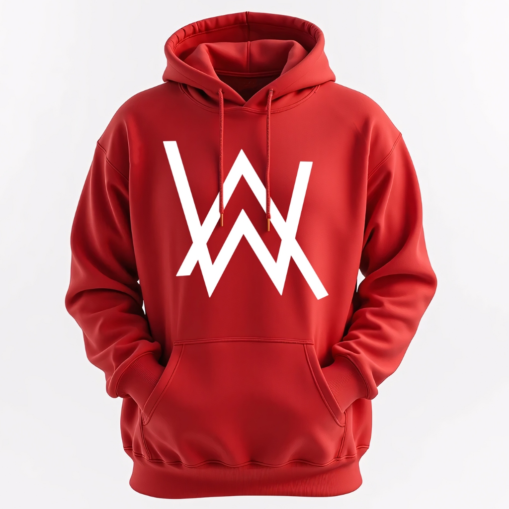 ส่งEMS สกรีนเสื้อ 77DESIGN พร้อมส่ง! HOODIE เสื้อฮู้ดแดง Aln Waker [ สวม]