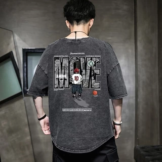 Basi💥เสื้อฟอก เสื้อสตรีท เสื้อ oversize เสื้อยืดผู้ชาย Slam Dunk ผ้าคอตตอน 100% เสื้อวินเทจ เนื้อผ้าเกรดพรีเมียม