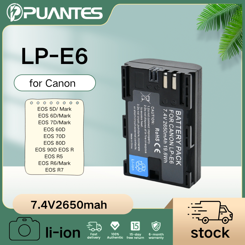 LP-E6 แบตเตอรี่/เครื่องชาร์จสําหรับ LPE6 กล้อง Canon 5D2 5D3 5D4 6D 7D 70D 90D R7 R5 R62