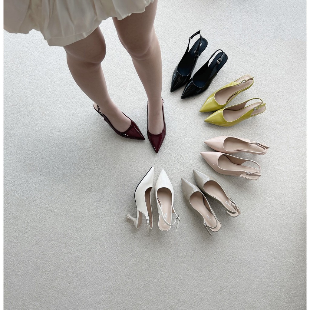 รองเท้ารัดส้น หนังเงา High Heels ส้นสูง 2นิ้ว รองเท้าKaimooksissy D620-10