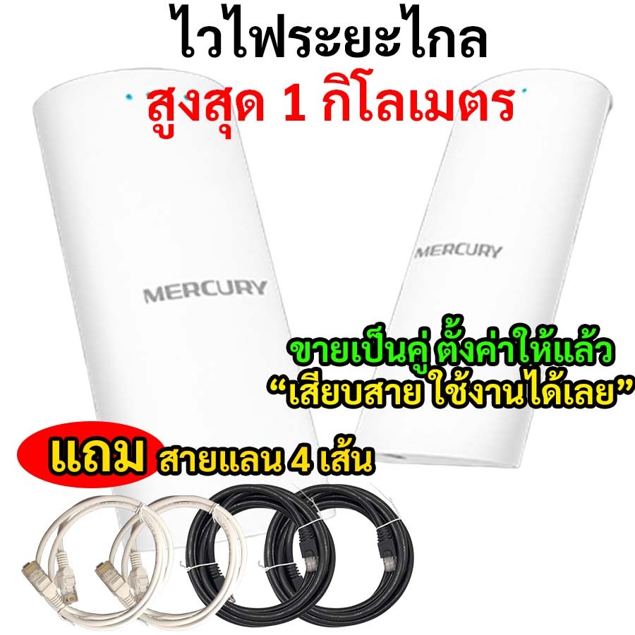 ไวไฟระยะไกล Point to Point ไม่เกิน 1 กิโลเมตร MWB201S กันฝน กันแดด ตั้งค่าแล้วเสียบสายใช้งานได้เลย