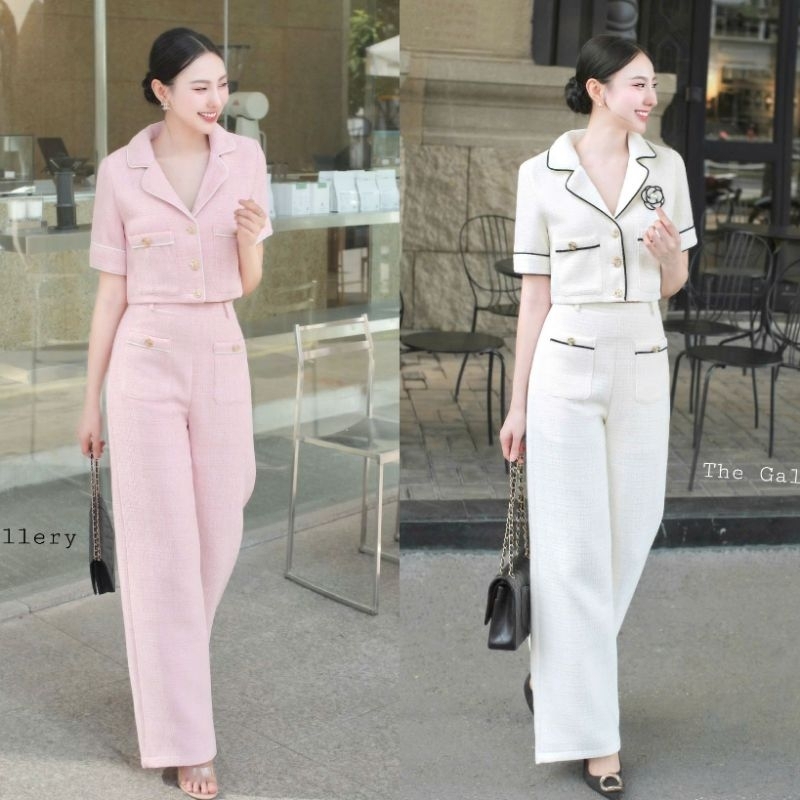 [พร้อมส่ง ครบสี ไซส์]The gallery ชุดเซ็ตเสื้อ+กางเกงขายาวผ้าทวิตนุ่ม