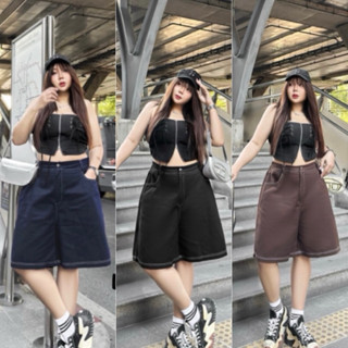 LC กางเกงขาสั้น4 ส่วน ผ้าเวสป๊อย ดีเทลเดินด้ายสลับสีเท่ๆ ไซส…