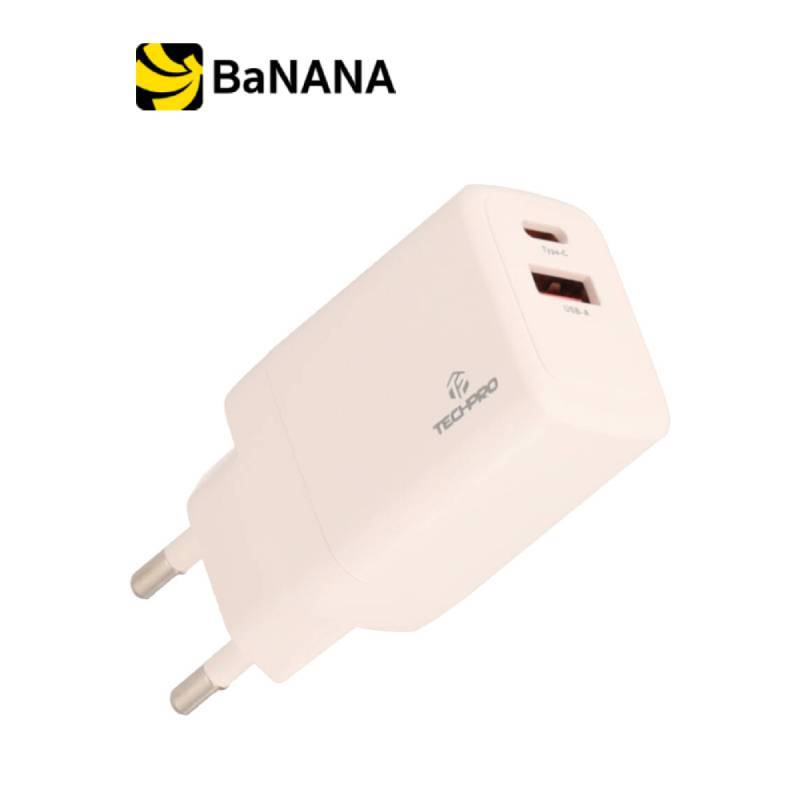 อะแดปเตอร์ TECHPRO Wall Charger 1 USB-A / 1 USB-C 45W White (TISI) by Banana IT