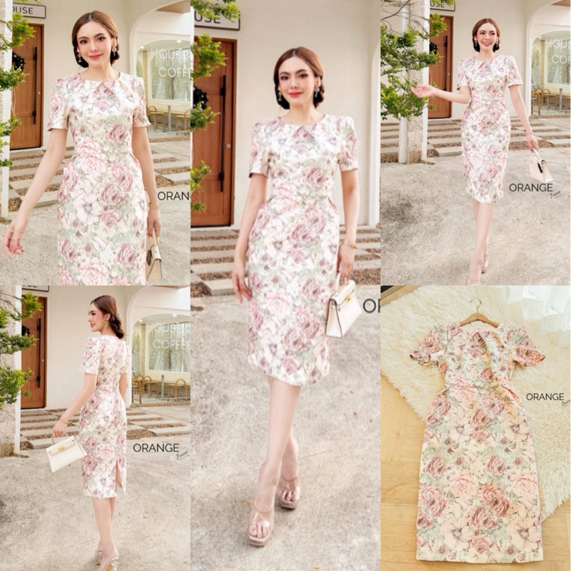 พร้อมส่ง S/3XL ป้าย Orange Juice เดรสยาว พิมพ์ลายดอกไม้ ทรงสอบ สวยหวาน – โปรปัง