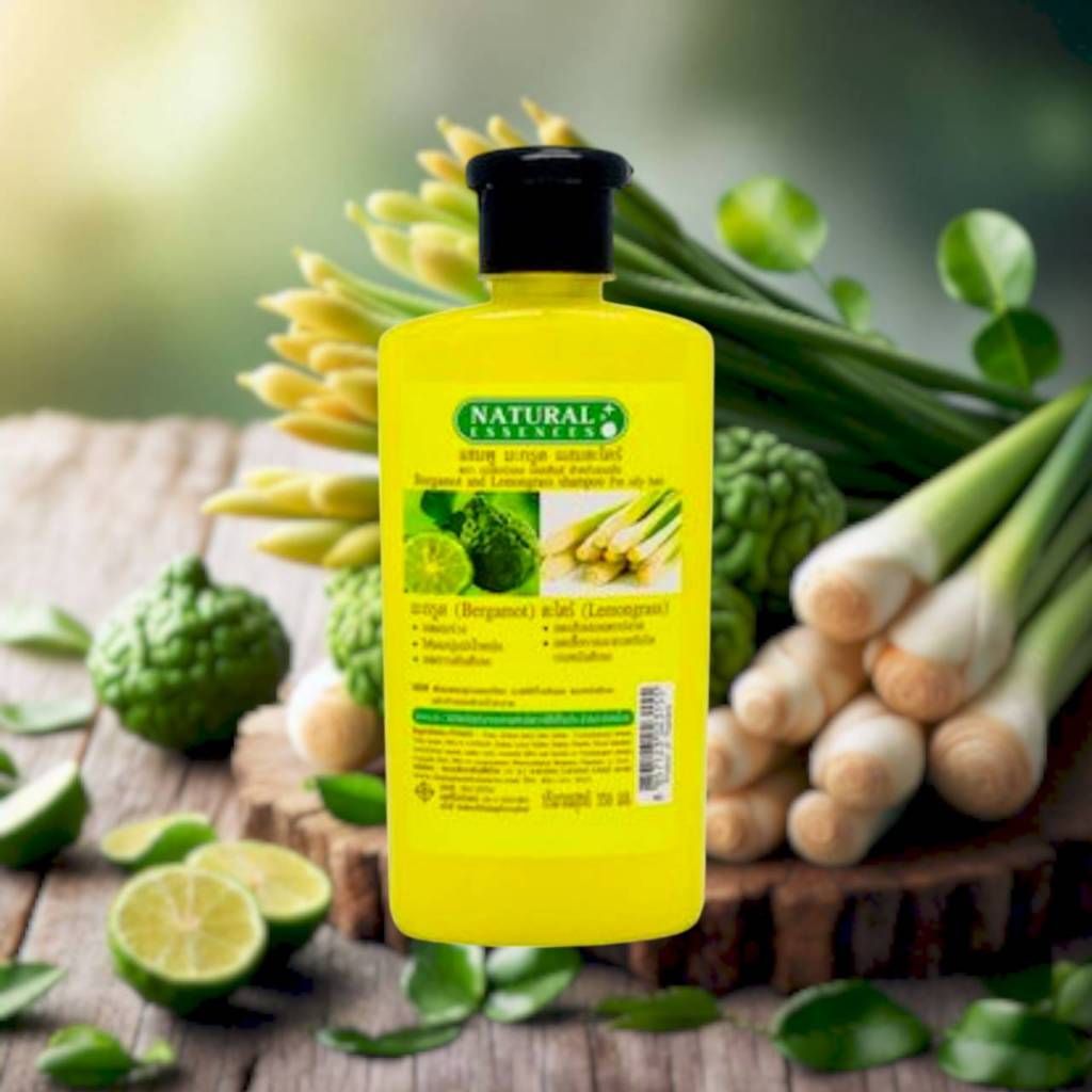 แชมพูมะกรูด ตะไคร้ เนเชอรอลเอสเซนส์ 350 มล.  Natural Essences Herbal Shampoo