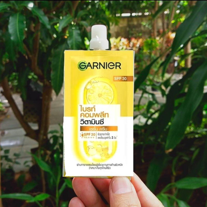 ( 1 ซอง) ตามภาพปก garnier bright complete serum cream การ์นิเย่ ไบร์ท คอมพลีท เซรั่ม ครีมขนาด 7 กรัม