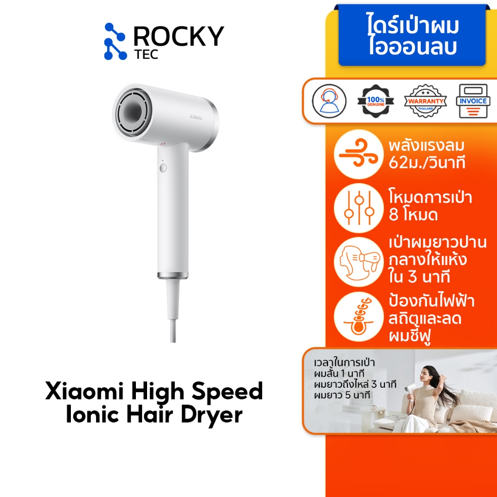 Xiaomi High Speed Ionic Hair Dryer ไดร์เป่าผมไฟฟ้า I ไดร์เป่าผมไอออน แบบพกพา I กำลังไฟ 1,600W I เป่า