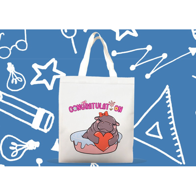 กระเป๋าผ้าปัจฉิมลายน้อนหมูเด้งๆๆๆๆๆๆสุดแสนน่ารักใจฟูสุดๆๆไปเลย