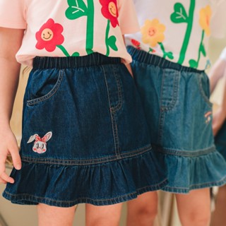 Chelsee กระโปรงยีนส์สั้น ลายกระต่าย Bunny ผ้ายีนส์ เดนิม(นิ่…