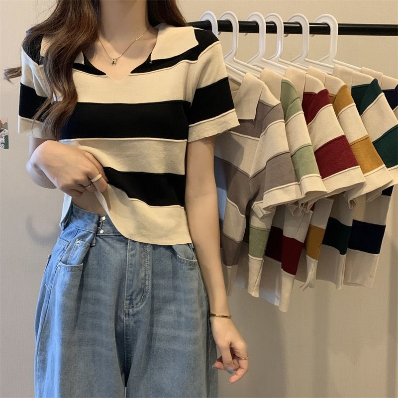 เสื้อโปโลหญิง เสื้อยืดโปโล สไตล์เกาหลีเรียบๆ  แมชง่าย ผ้าดีใส่สบาย #1502285