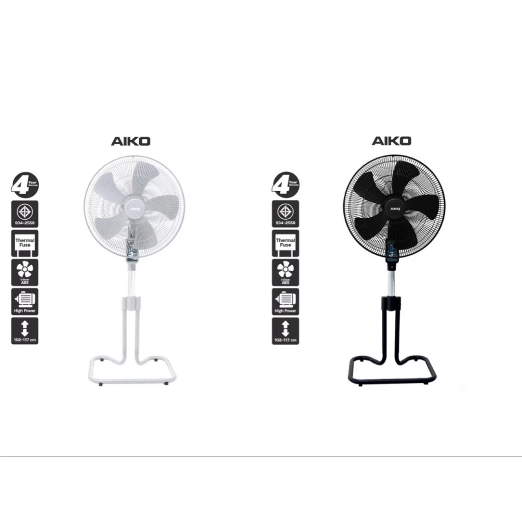 AIKO พัดลมสไลด์ 18 นิ้ว รุ่น AK-S452 สีดำ/เทา/ขาว ใบพัดพลาสติก PP พัดลมตั้งพื้น พัดลมส่าย พัดลมยึดคอ