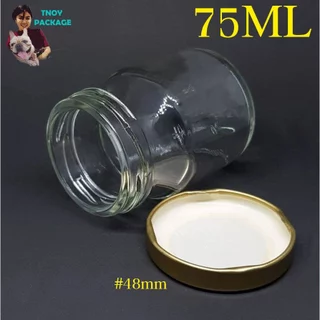 ขวด 75 มล. (50ใบ) ขวดแก้วเปล่า 75cc ขวดรังนกใส 75ml + ฝาโลหะ #48mm