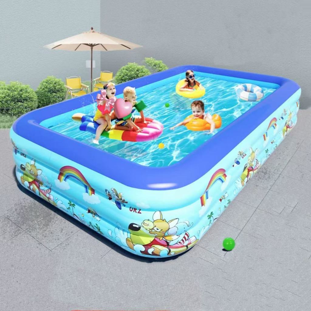 สระน้ำเป่าลม3 เมตร 3 ชั้น สระน้ำ สระน้ำเด็กขนาด: 300cm x 175cm x 55cm (ยาว 3.ม. กว้าง1.75ม. สูง55ซม.)