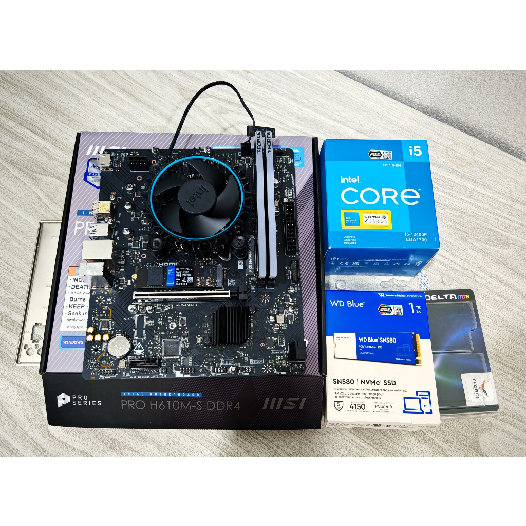 เซ็ตมัดรวม บอร์ด H610M + i5 12400F + DDR4 32GB/3600 + M.2 WD Blue SN580 1TB **สินค้ามือ2 สภาพดี