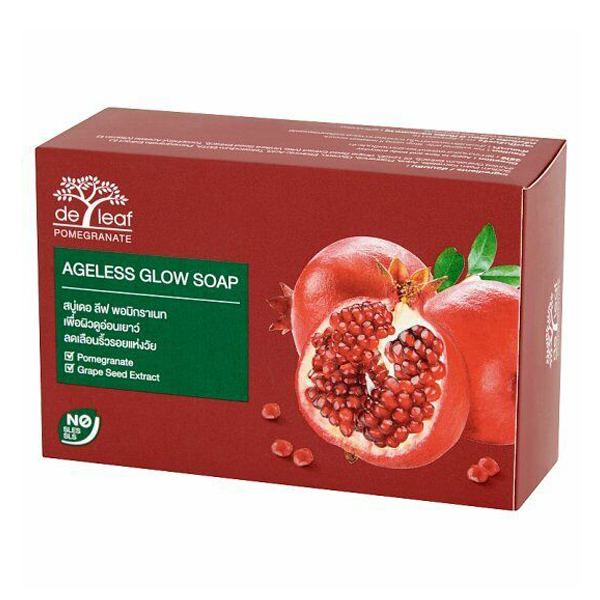 เดอ ลีฟ พอมีกราเนท เอจเลส โกลว์ โซป 100 กรัม De Leaf Pomegranate Ageless Glow Soap 100 g
