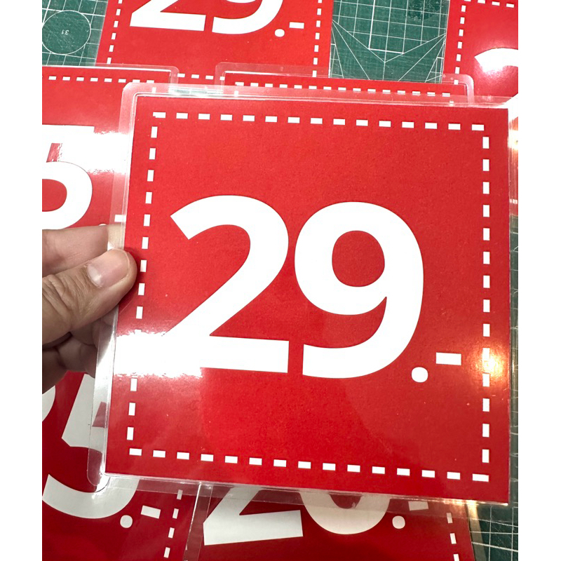 ป้ายบอกราคา 10,20,30,40,50,60,70,80,90,100 บาท ขนาด 15x15 cm มีทั้งสติ๊กเกอร์ กระดาษเคลือบแข็ง และPP BOARD - รูปที่ 3