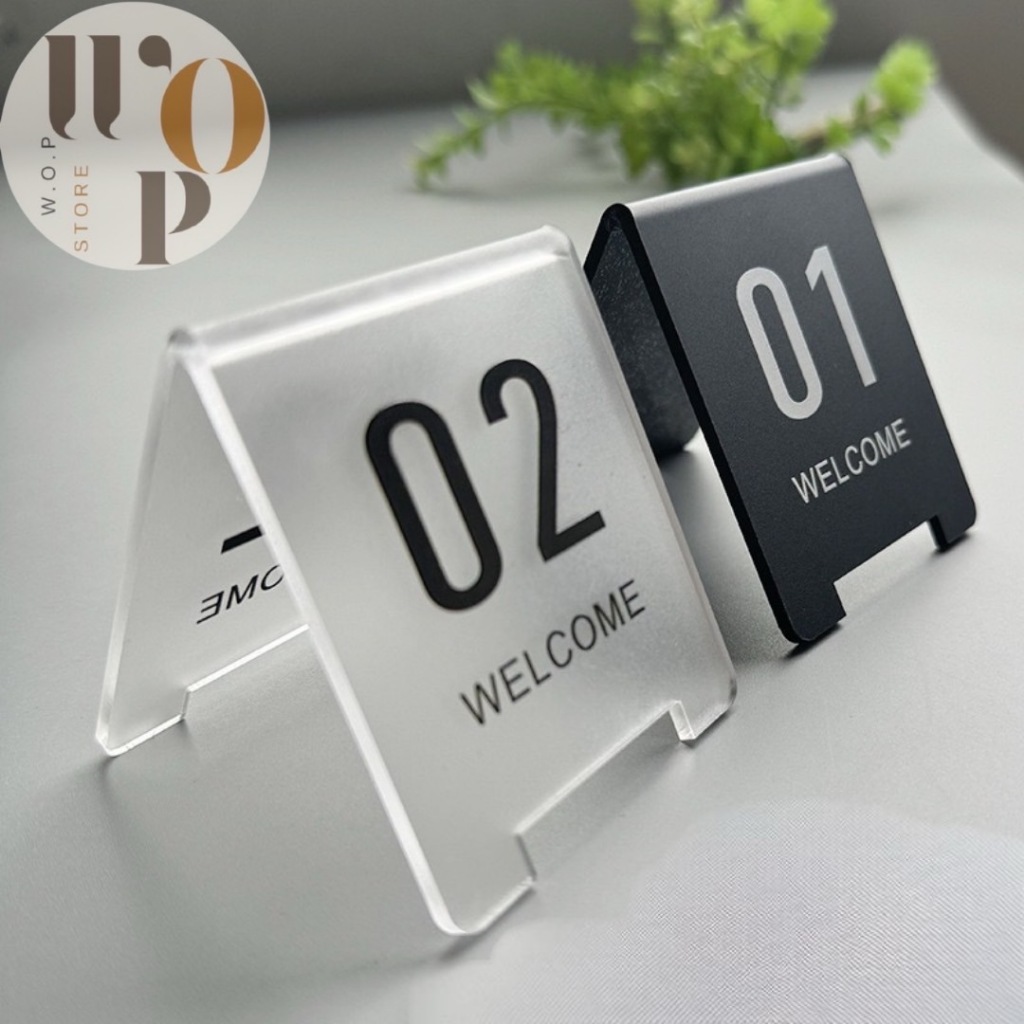 WOP Store พร้อมส่ง  ป้ายเลขโต๊ะ เลขเบอร์โต๊ะ ป้ายตัวเลขตั้งโต๊ะขนาด6x7cm  วัสดุเป็นอะคริลิค สีขาวขุ่นและสีดำ - รูปที่ 5