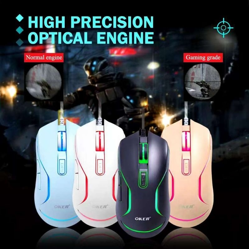 OKER เมาส์ เล่นเกม รุ่นX25 6D WIRED LED GAMING Mouse USB 7LED เมาส์ ไฟเรืองแสง คุณภาพดี
