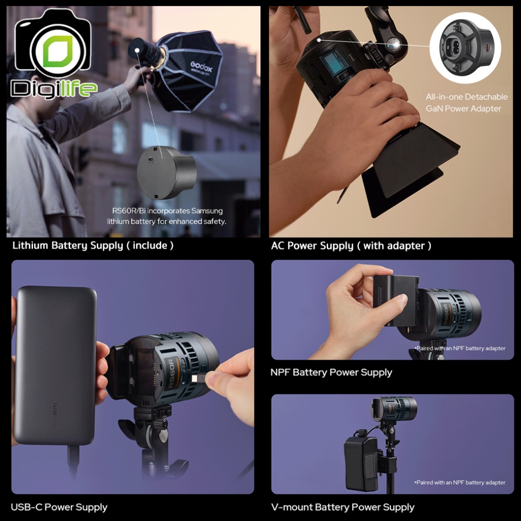Godox LED RS60R RGB 60W 1800K-10000K 3400mAh - รับประกันศูนย์ Godox Thailand 3ปี  / Digilife Thailand