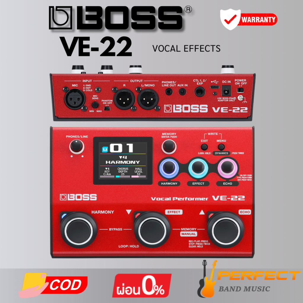 เอฟเฟคร้อง BOSS VE-22 Vocal Effects Processor Performer Pedal [ผ่อน 0% 10เดือน]