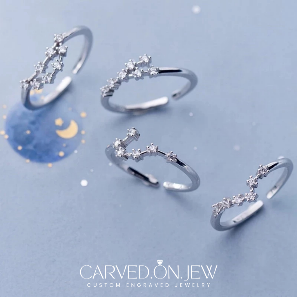 แหวน silver 925 แผนที่ดวงดาวตามราศี✨Carved.on.jew