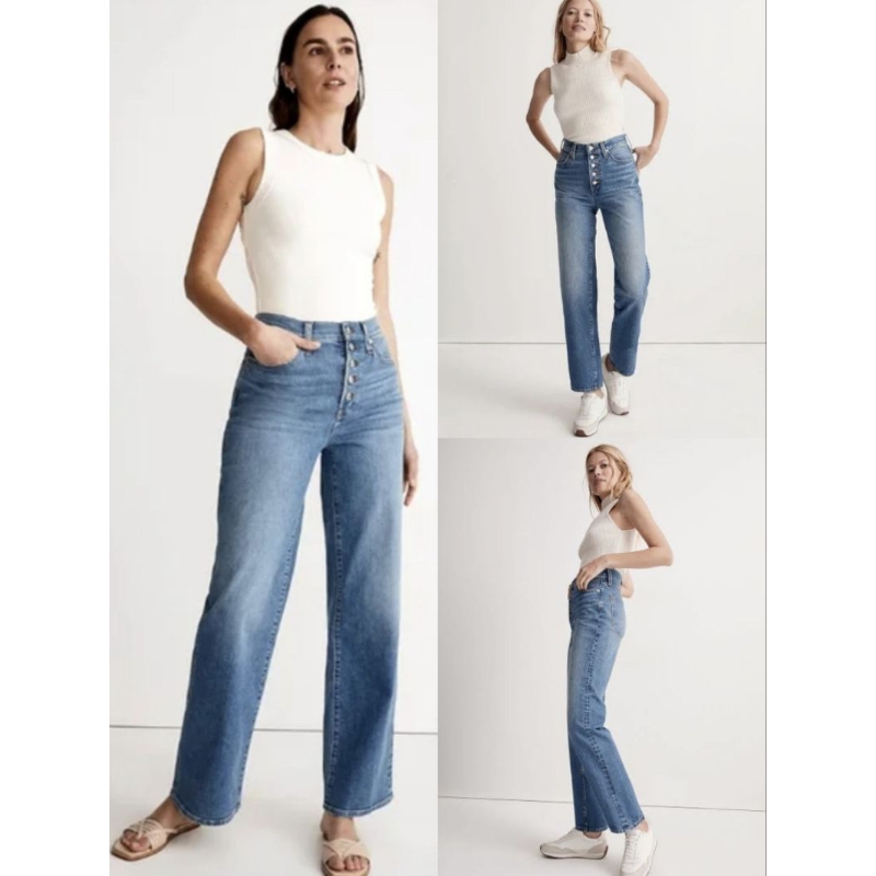 กางเกงยีนส์เอวสูงทรงกระบอก แบรนด์ MADEWELL