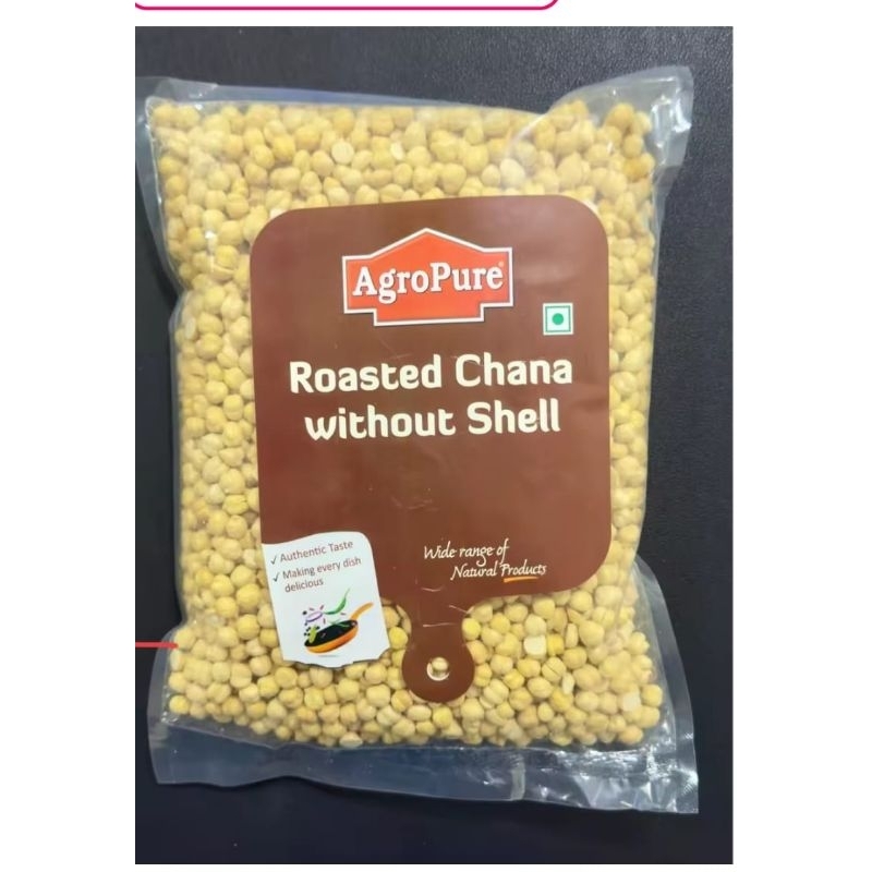 agro pure roasted chana without skin bhuna chana without chilka  (whole &split  500g