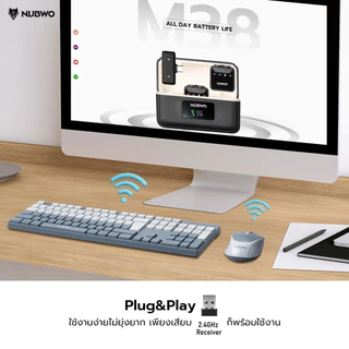 NUBWO คีย์บอร์ดและเมาส์ไร้สาย เสียงเงียบ NKM640 ฟรี ซิลิโคนกันฝุ่นคีย์บอร์ดในกล่อง 1Receiver ใช้งานร่วมกันคีย์บอร์ดเมาส์