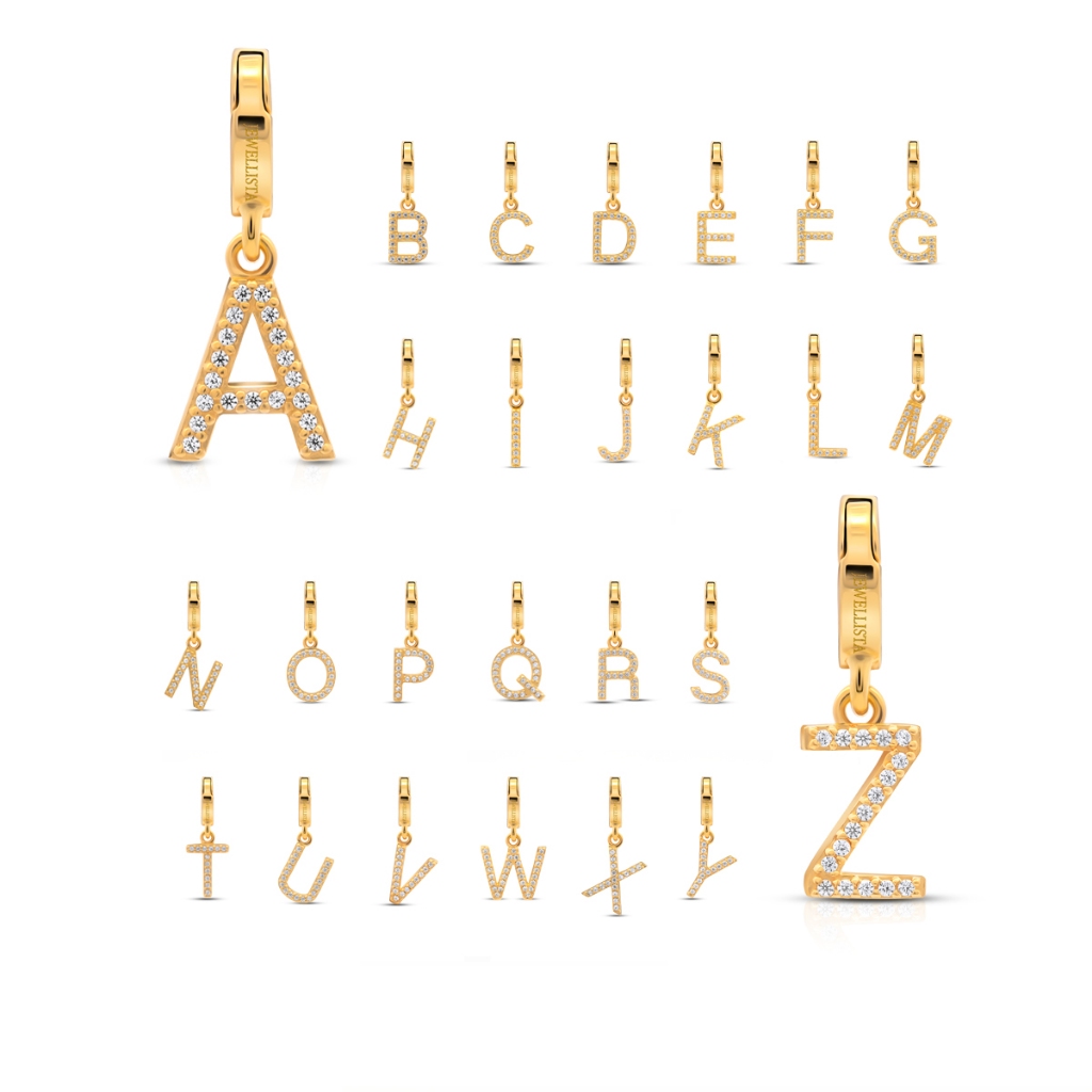 จี้ชาร์มตัวอักษร A-Z เงินแท้925 ประดับพลอย CZ (สามารถเลือกตัวอักษรได้)