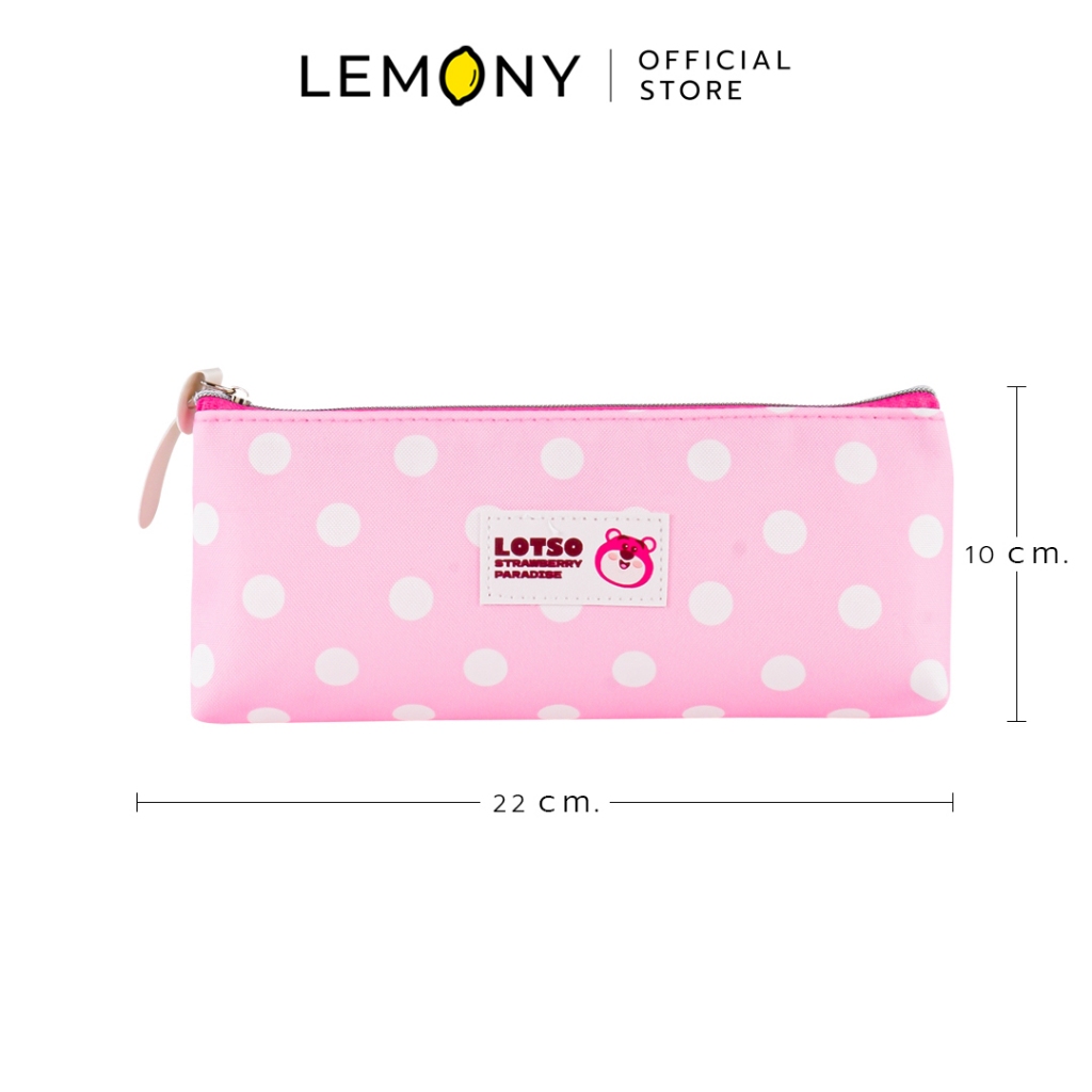 LEMONY Disney Polka Dot Series Pencil Case (Lotso) กระเป๋าใส่เครื่องเขียน ดิสนีย์ลายจุด (Lotso) ขนาด