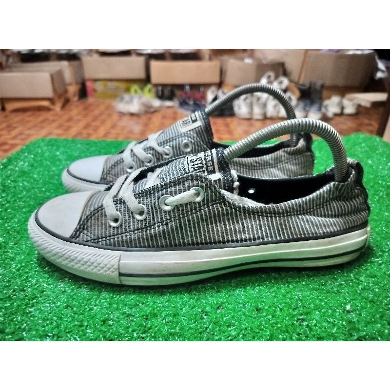 CONVERSE ALL STAR SHORELINE LOW BLACK WHITE STRIPED SLIP ON