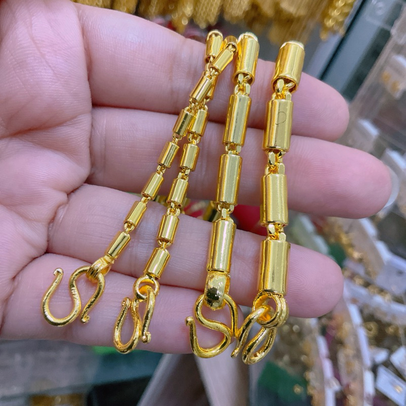 สร้อยข้อมือปล้องงานเงา ไม่จี้ 2สลึง1-2-3บ.ทองหุ้ม ฟรีกล่อว ตะขอ ราคาถูก Shopee Lazada