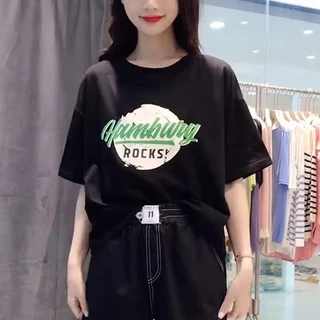 เสื้อครอปสาวอวบน่ารักๆ oversize เสื้อผ้าไซส์ใหญ่ ไตล์เกาหลีแฟชั่น เสื้อยืดลายการ์ตูนสวยผู้หญิงแบบหลวมกําลังฮิตใหม่ล่าสุด