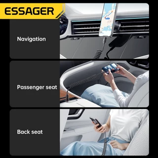Essager สายชาร์จสปริง Type C ถึง Type C 100W/60W เร็ว เหมาะสำหรับการถ่ายโอนข้อมูลโทรศัพท์มือถือ สายเคเบิล 480Mbps
