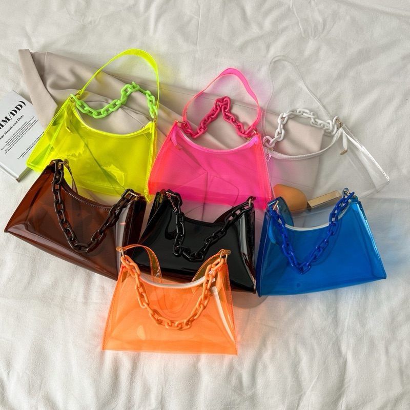 พร้อมส่งกระเป๋าแฟชั่น Summer วัสดุ PVC กันน้ำ