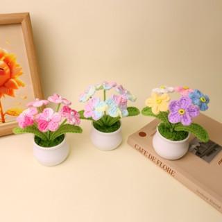 กระถางดอกไม้ปลอมทอด้วยมือ หลากสีสัน ดอกไม้ประดิษฐ์ตกแต่งห้อง…