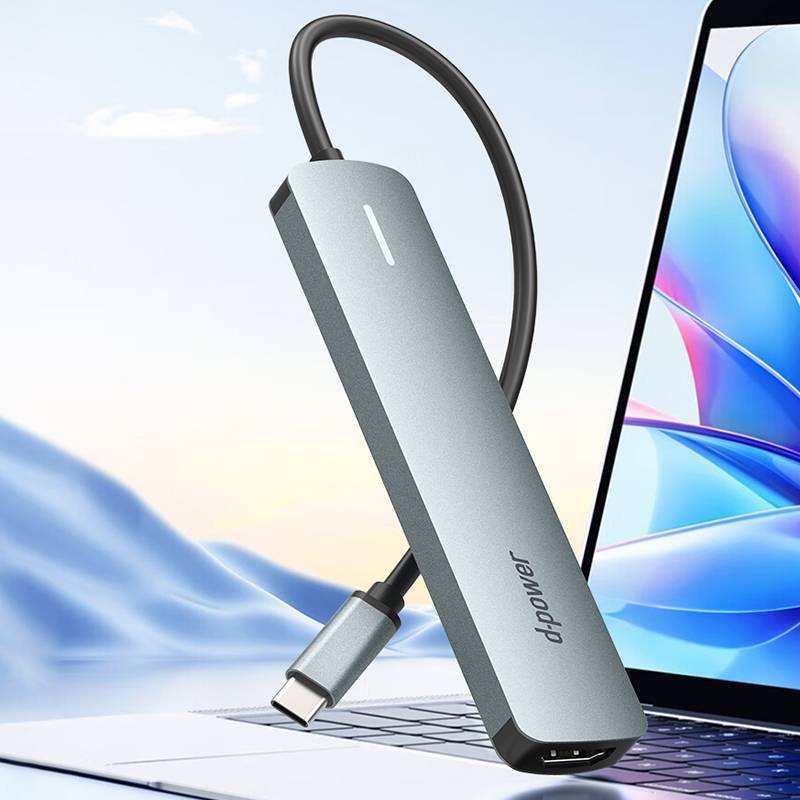 d-power ตัวแปลงสัญญาณ USB TYPE-C มัติพอร์ท 7 in 1 รุ่น AD-X10 (USB-C to HDMI+USB*2+PD+USB-C+SD+TF)