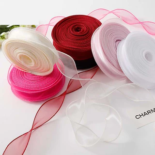 มีส่งด่วน !!! ริบบิ้นผ้าแก้ว ริบบิ้นโปร่ง ริบบิ้นคลื่น ขนาด 4 CM ม้วนใหญ่ 40 หลา พร้อมส่งจากไทย