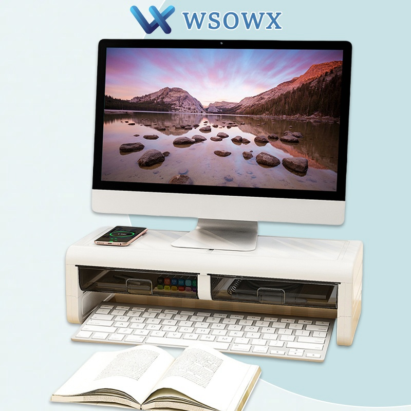 ขาตั้งจอภาพ Monitor Stand ขาตั้งจอมอนิเตอร์ ขาตั้งคอมพิวเตอร์ พร้อมลิ้นชักและที่เก็บคีย์บอร์ด