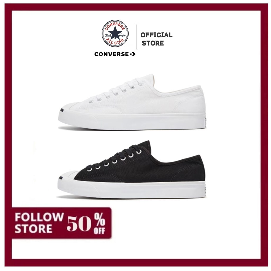 🔥ของแท้100%🔥 Converse jack purcell คอนเวิร์ส รองเท้าผ้าใบ สีดำ/ขาว Low top รองเท้าลำลอง (UNISEX)