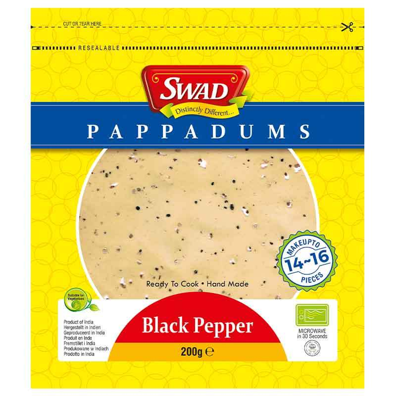 Swad Black Pepper Papad ปาปาดพริกไทยดำ 200g