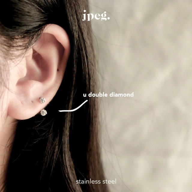 JPEG U Double Diamond Piercing (Stainless Steel) จิวหู