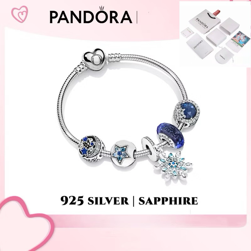 [ส่งจากกรุงเทพ]Pandora เงิน925 สร้อยข้อมือ กำไล ลูกปัดอัญมณี สร้อยข้อมือคู่ Star Snow Flake Bracelet