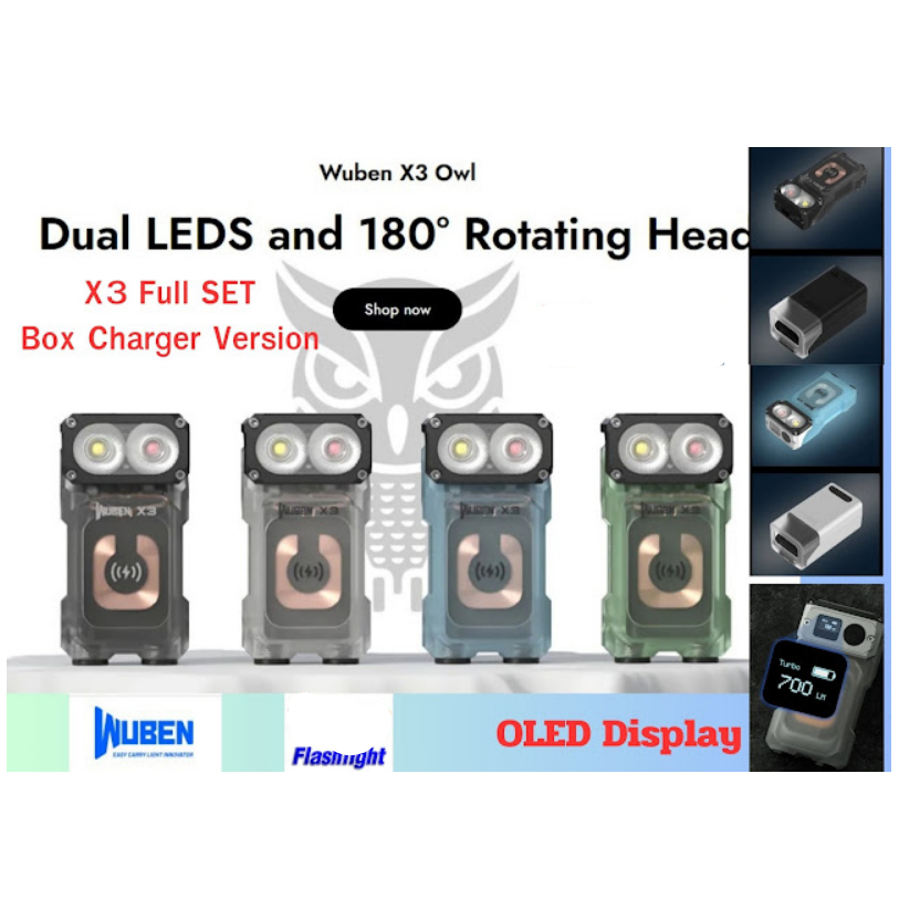 ไฟฉายWuben X3 จอOLED น่าใช้ เอนกประสงค์สุด ท้ายแม่เหล็ก  ชาร์จไร้สาย กล่องเก็บชาร์จได้  เล็ก สวย พกพ