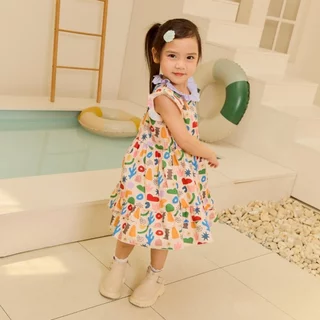 e'clat ชุดเดรส ชุดกระโปรง ผ้าพิมพ์ลายน่ารัก เด็กผู้หญิง 1-6ปี ผ้าcotton100% ผ้าไม่ยืด ใส่สบาย 8076
