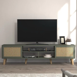 Tomato Home ชั้นทีวี Millers 2.0 TV cabinet with rattan effect fronts| วางทีวีใหญ่สุด 75นิ้ว|
